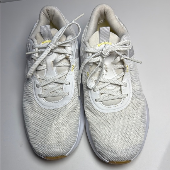 White and Yellow Flexible Sneakers with Rounded Toe - Picture 1 of 4